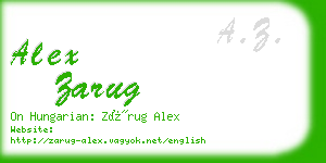 alex zarug business card